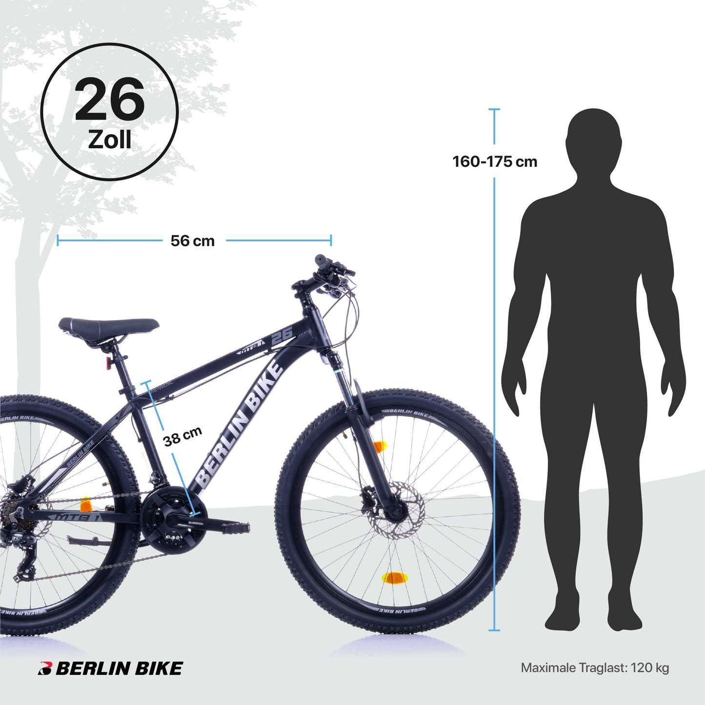 Berlin Bike MTB1 26 Zoll Mountainbike Schwarz Silber