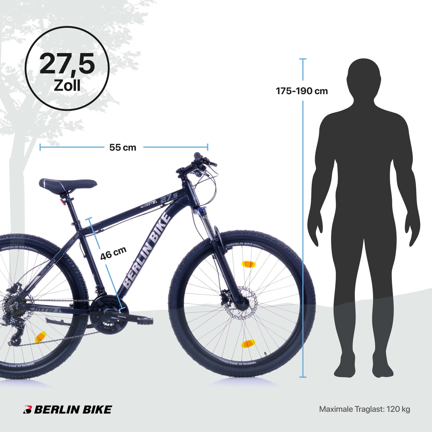 Berlin Bike MTB1 27,5 Zoll Mountainbike Schwarz Silber