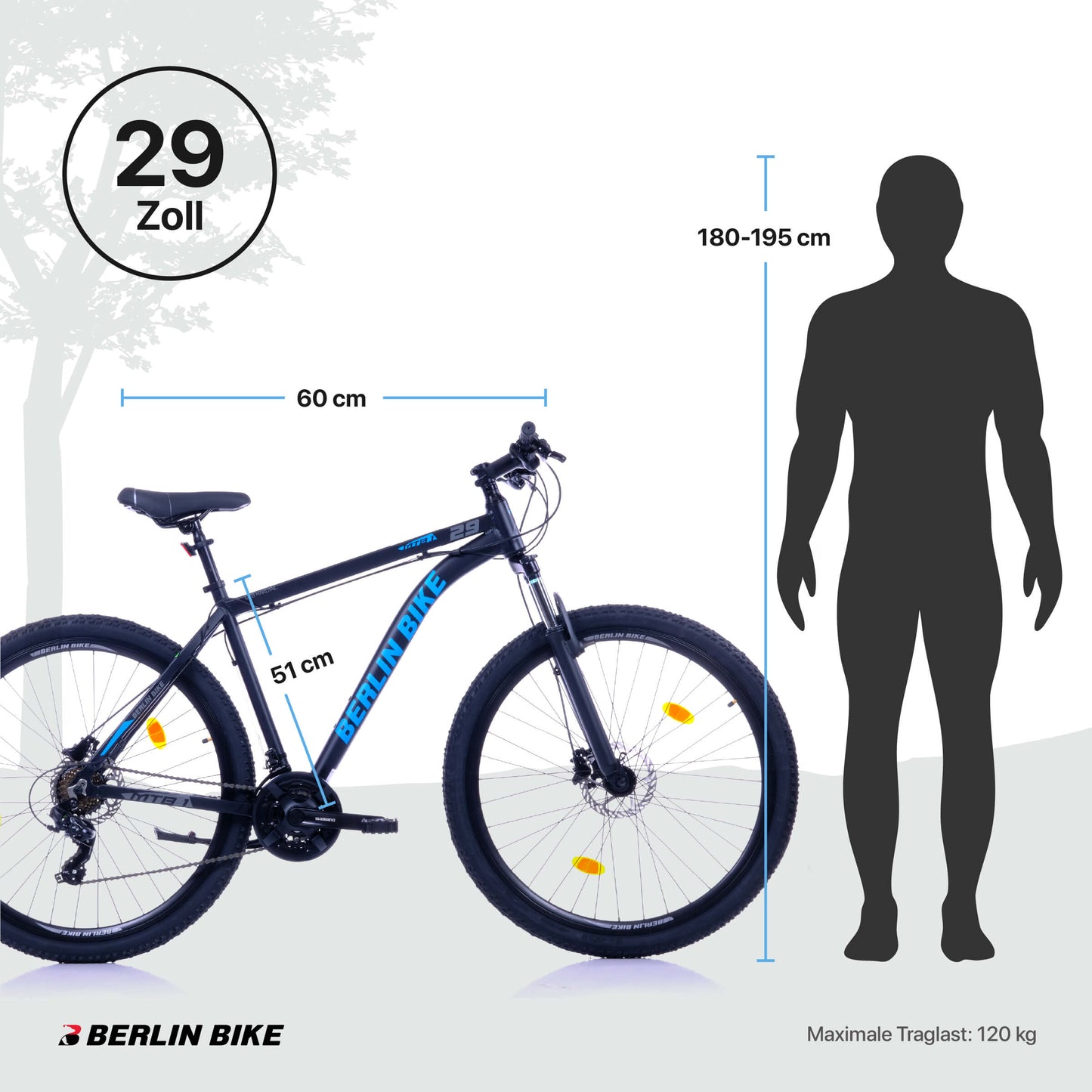 Berlin Bike MTB1 29 Zoll Mountainbike Schwarz Blau