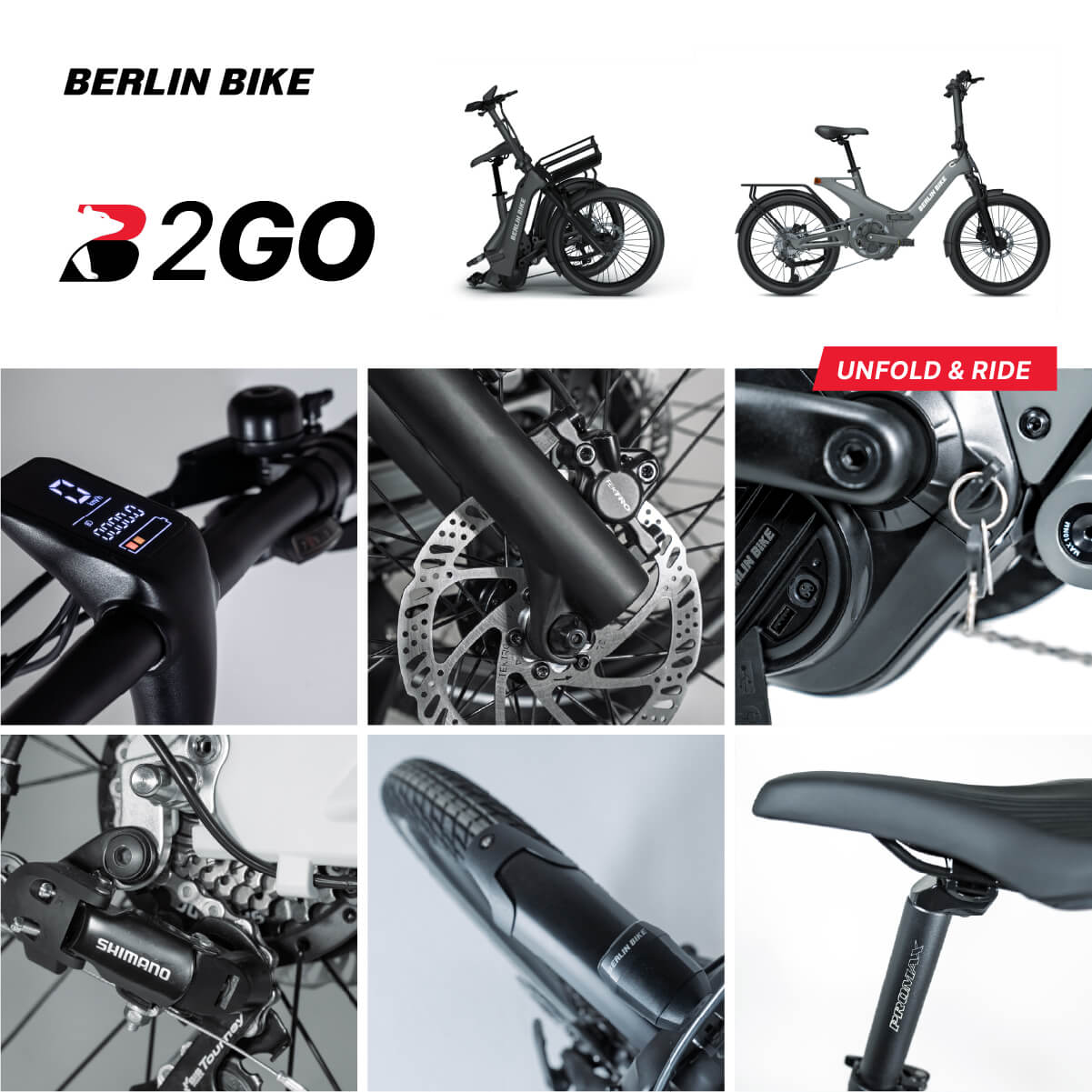 Berlin Bike 2GO E-Bike 20 Zoll Klapprad Mattgrau