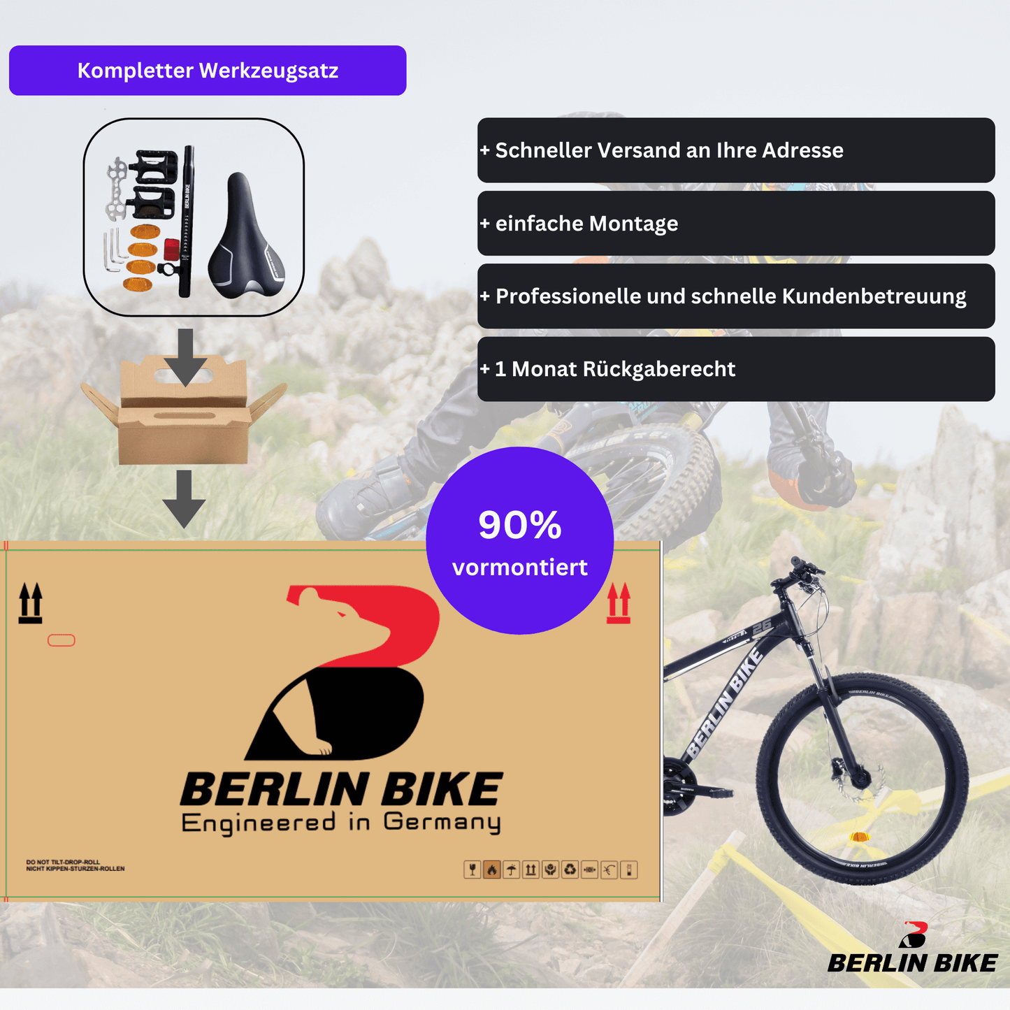 Berlin Bike MTB1 29 Zoll Mountainbike Schwarz Blau