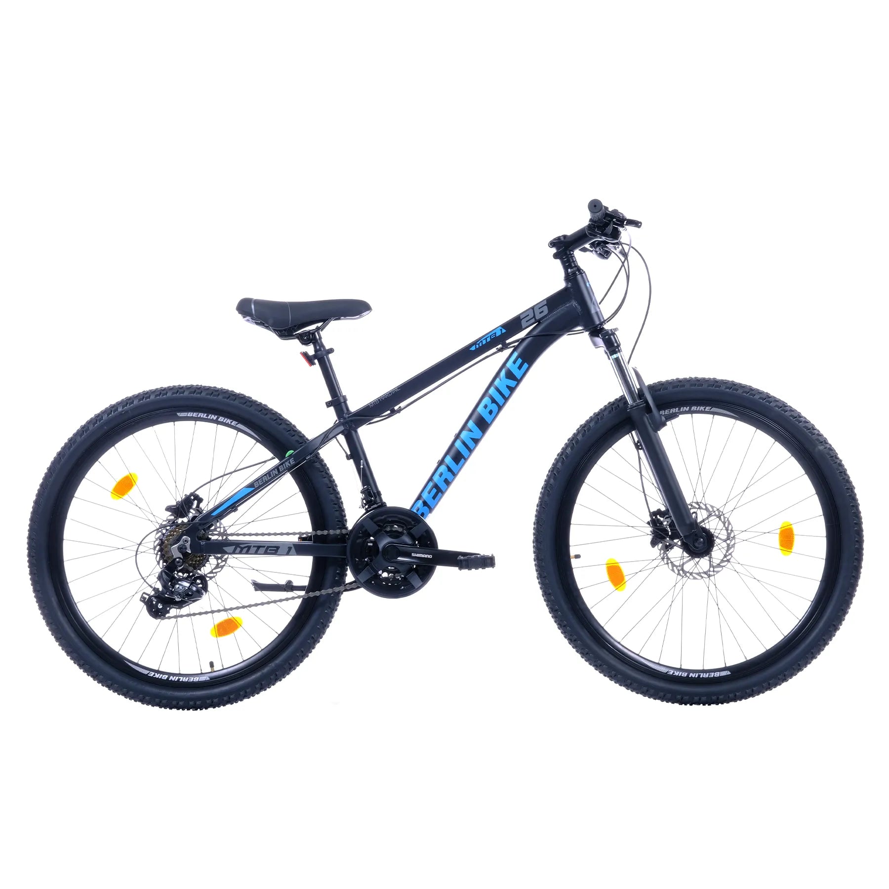 Berlin Bike MTB1 26 Zoll Mountainbike Schwarz Blau für Damen & Herren – Fahrradkauf24