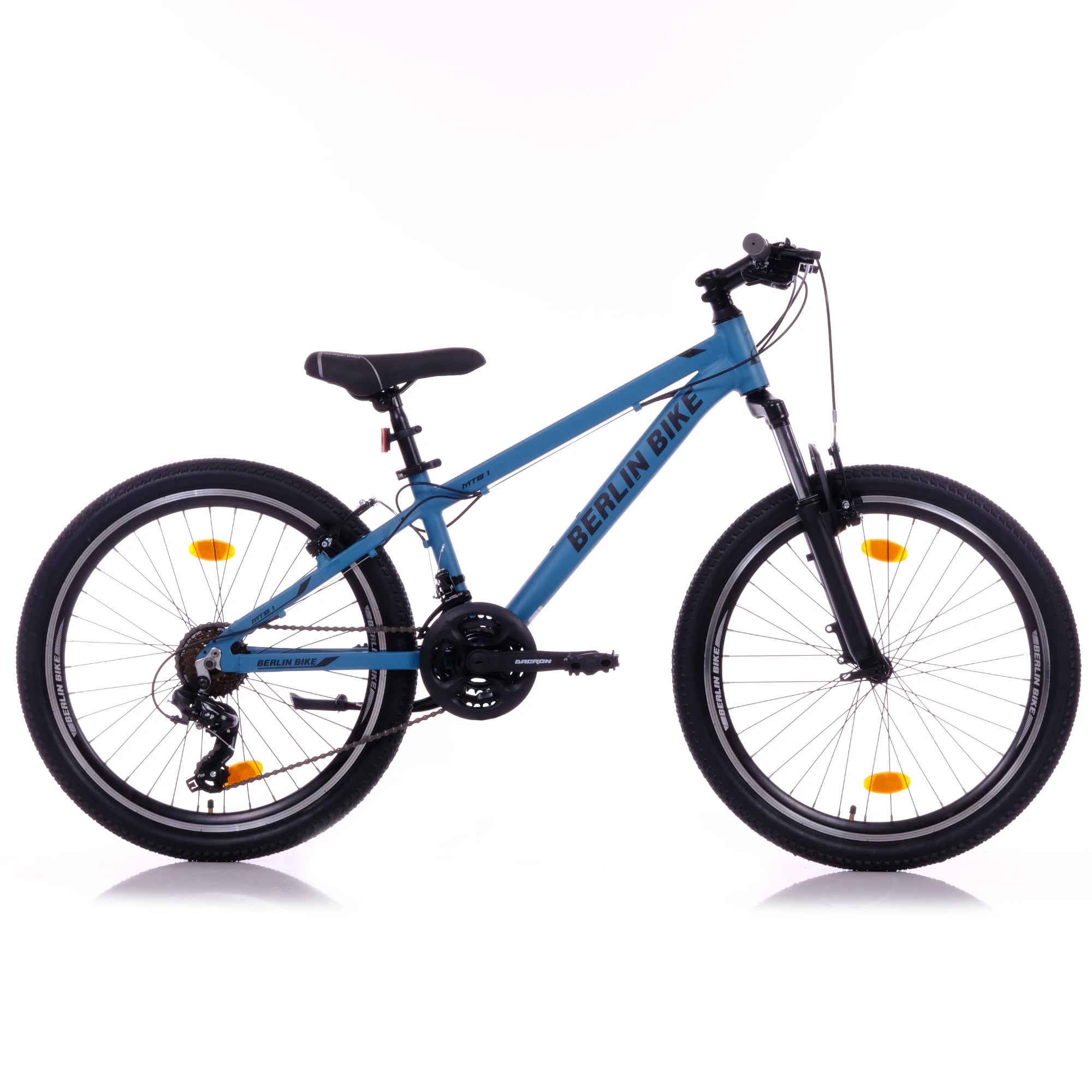 Berlin Bike MTB1 24 Zoll Kinderfahrrad in Blau in der Profil‑Seitenansicht – leichtes und stabiles Kindermountainbike bei fahrradkauf24.de, schneller Versand in Deutschland