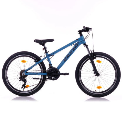 Berlin Bike MTB1 24 Zoll Kinderfahrrad in Blau in der Profil‑Seitenansicht – leichtes und stabiles Kindermountainbike bei fahrradkauf24.de, schneller Versand in Deutschland