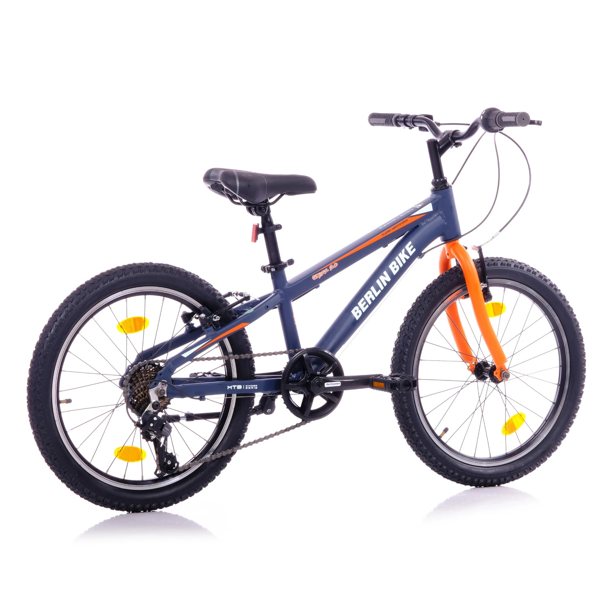 Berlin Bike Grizz 20 Zoll Mountainbike Orange, 45grad rueckansicht, offizieller Verkauf über fahrradkauf24.de mit EU-weitem Versand