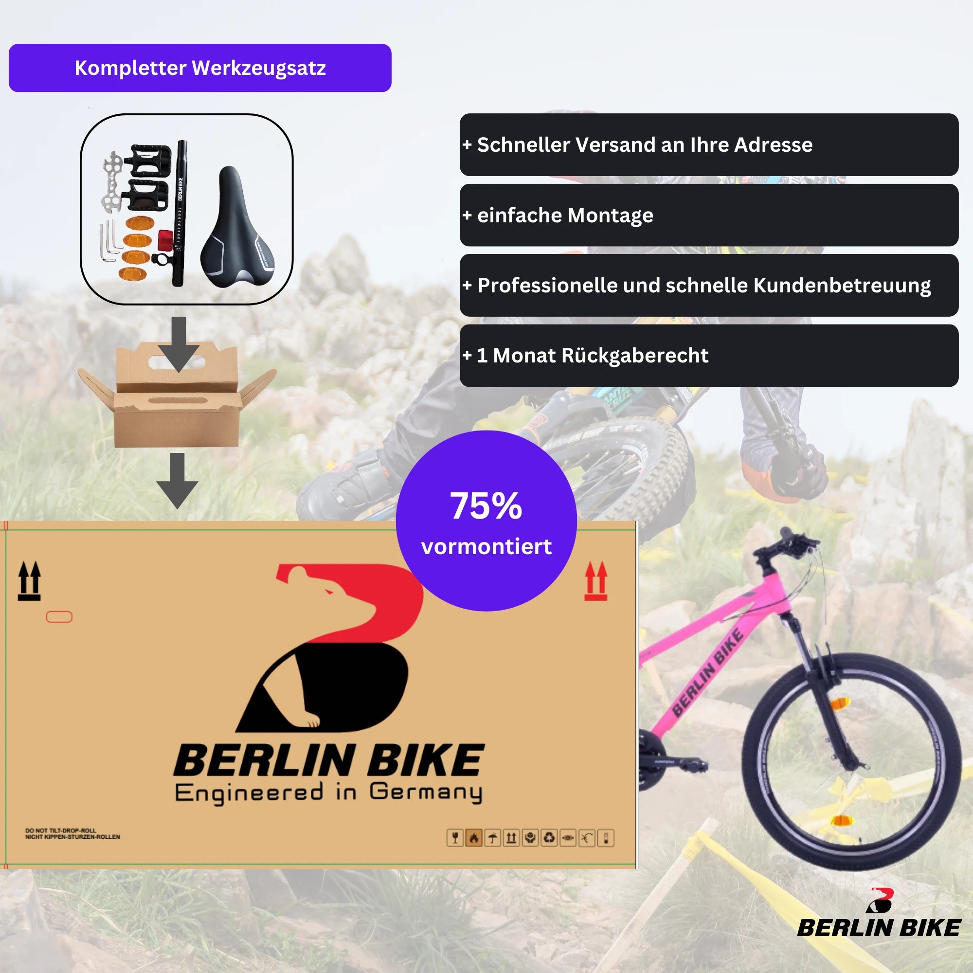Berlin Bike MTB1 24 Zoll Kinderfahrrad Rosa