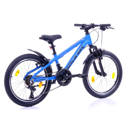 Berlin Bike Kinderfahrrad MTB1 Kid 20 Zoll in Blau, 45‑Grad‑Ansicht mit schnellem Deutschland‑Versand – leichtes und sicheres Kinder-MTB.