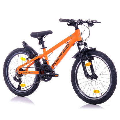 Berlin Bike MTB1 20 Zoll Kinderfahrrad in Orange in der 45‑Grad‑Frontansicht – leichtes und stabiles Kindermountainbike bei fahrradkauf24.de, schneller Versand in Deutschland