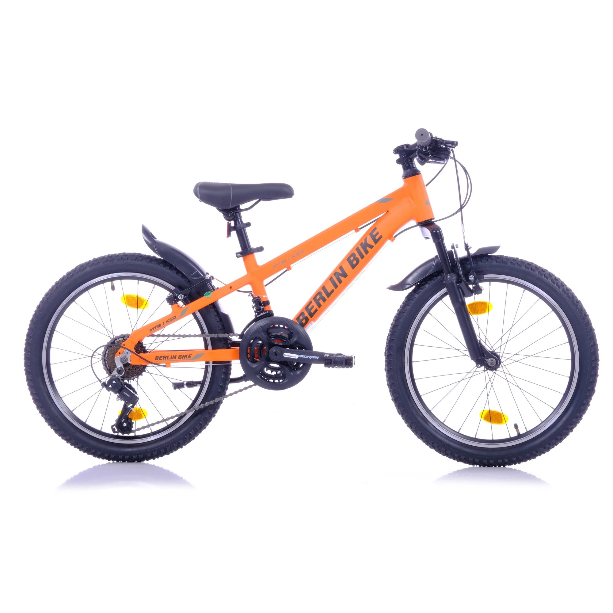 Berlin Bike MTB1 20 Zoll Kinderfahrrad in Orange in der Profilansicht – leichtes und stabiles Kindermountainbike bei fahrradkauf24.de, schneller Versand in Deutschland