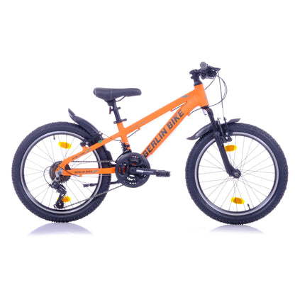 Berlin Bike MTB1 20 Zoll Kinderfahrrad in Orange in der Profilansicht – leichtes und stabiles Kindermountainbike bei fahrradkauf24.de, schneller Versand in Deutschland