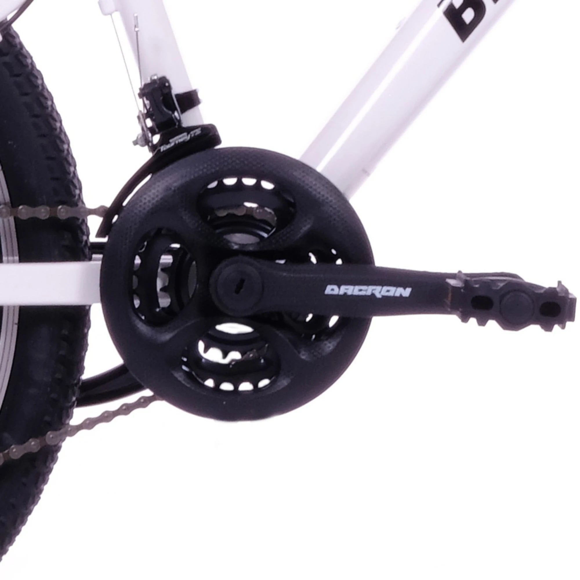 Berlin Bike MTB1 24 Zoll Kinder-Mountainbike in Weiß – Detailansicht der Kurbelgarnitur und des Antriebs, leichtes und stabiles Kinderrad bei fahrradkauf24.de, schneller Versand in Deutschland