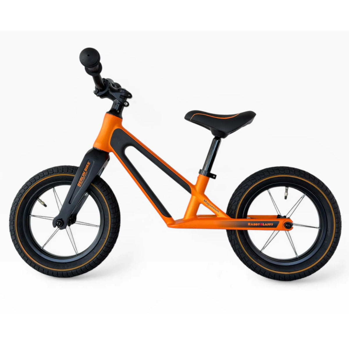 Berlin Bike Raddy Laffy Balance Bike 12 Inch profile view orange