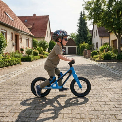 Berlin Bike Raddy Laff Balance Bike 12 Inch child riding outdoors blue