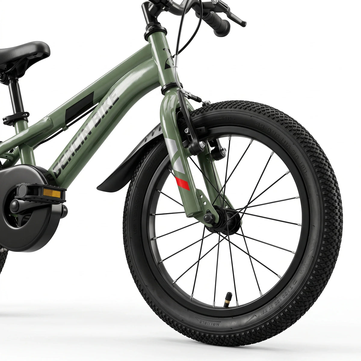 Berlin Bike Cross Kids Bike 16 Inch front wheel detail green