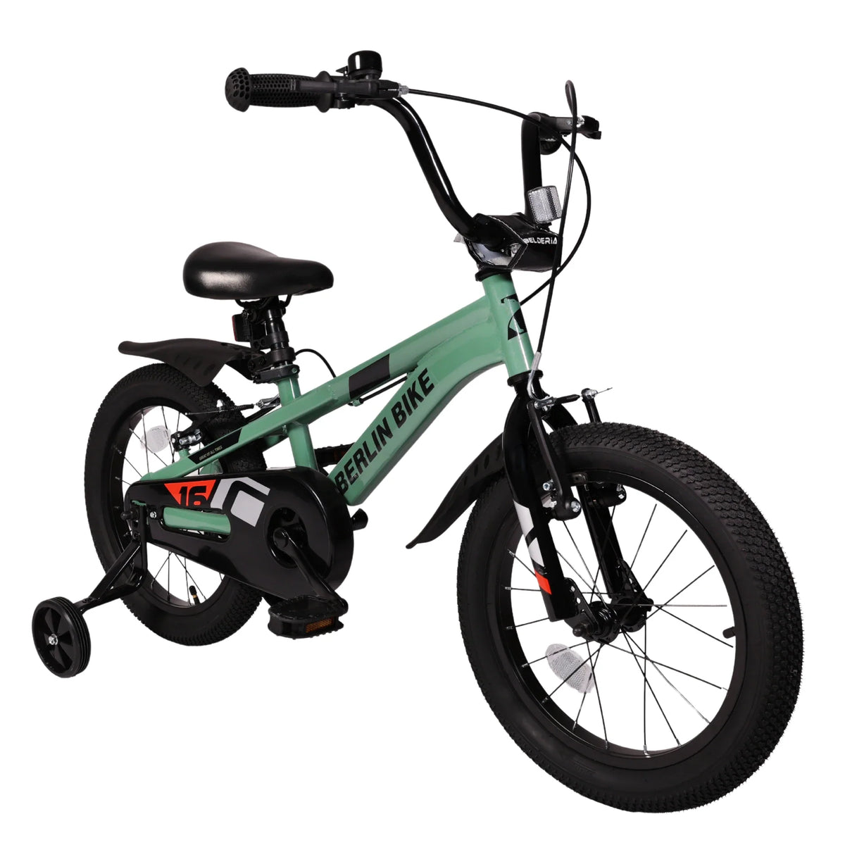 Berlin Bike Cross Kids Bike 16 Inch 45-degree side view green