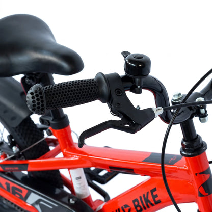 Berlin Bike Cross Kids Bike 16 Inch brake lever and bell detail orange