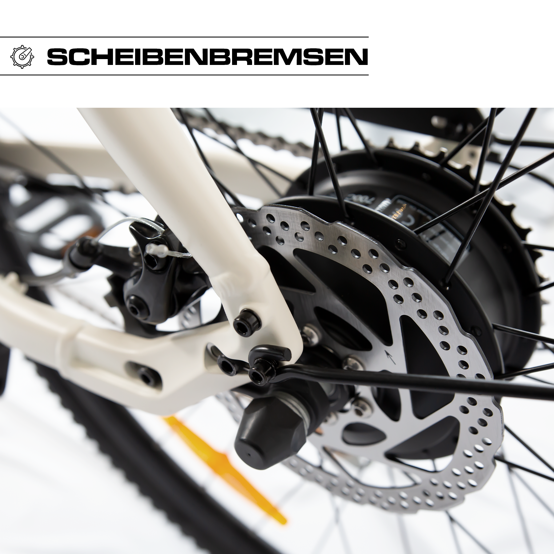 Keskin cBike1 E-Bike in Sand mit Scheibenbremse, Detailansicht der Disc Brake, offizieller Verkauf über fahrradkauf24.de mit EU-weitem Versand
