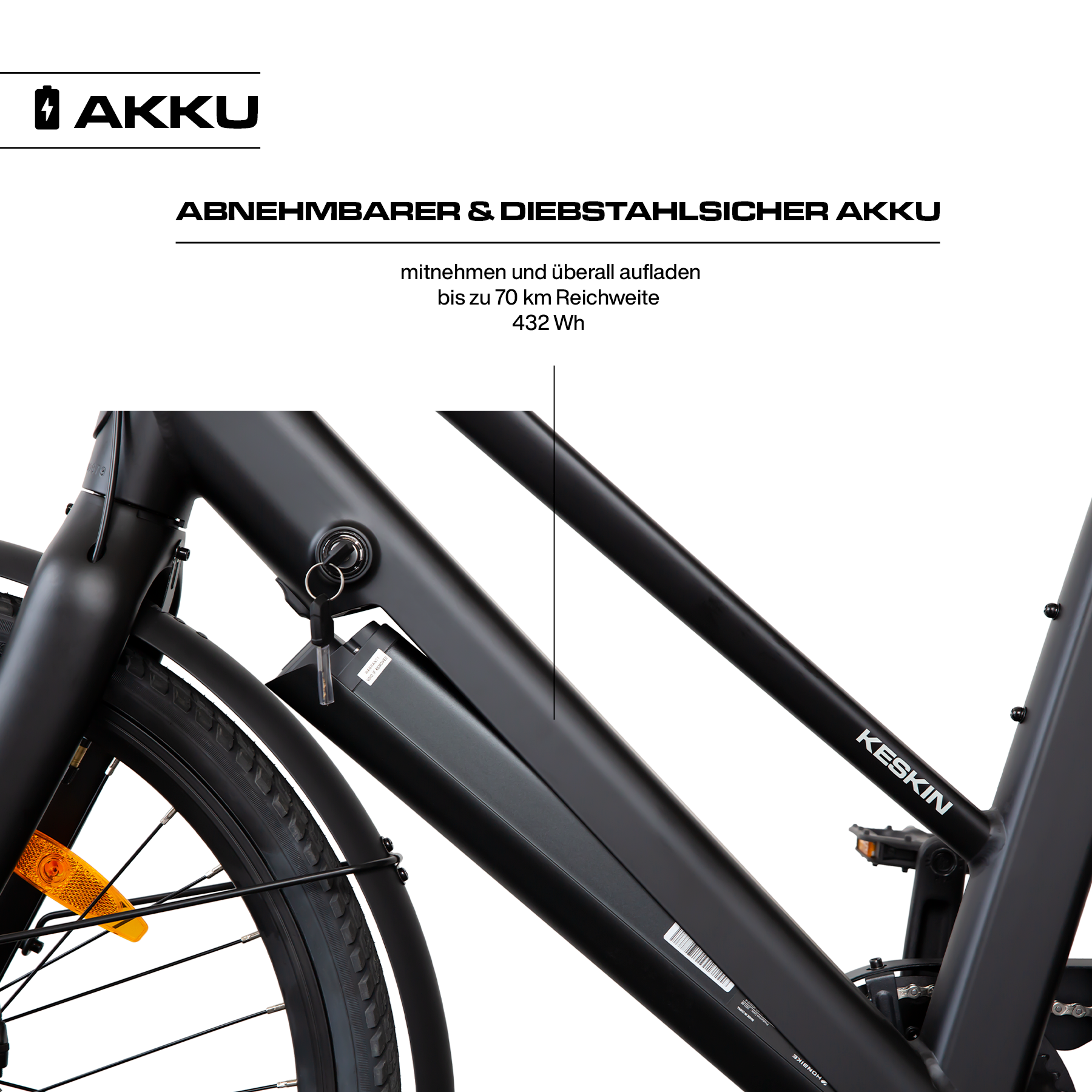 Abnehmbarer & Diebstaglsicherer Akku