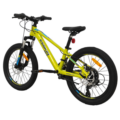 Keskin Bike Kinderfahrrad MTB1 20 Zoll in Neon Green in 45‑Grad‑Rückansicht – schnelle Expresslieferung innerhalb Deutschlands für ein stabiles und zuverlässiges Kinder-MTB