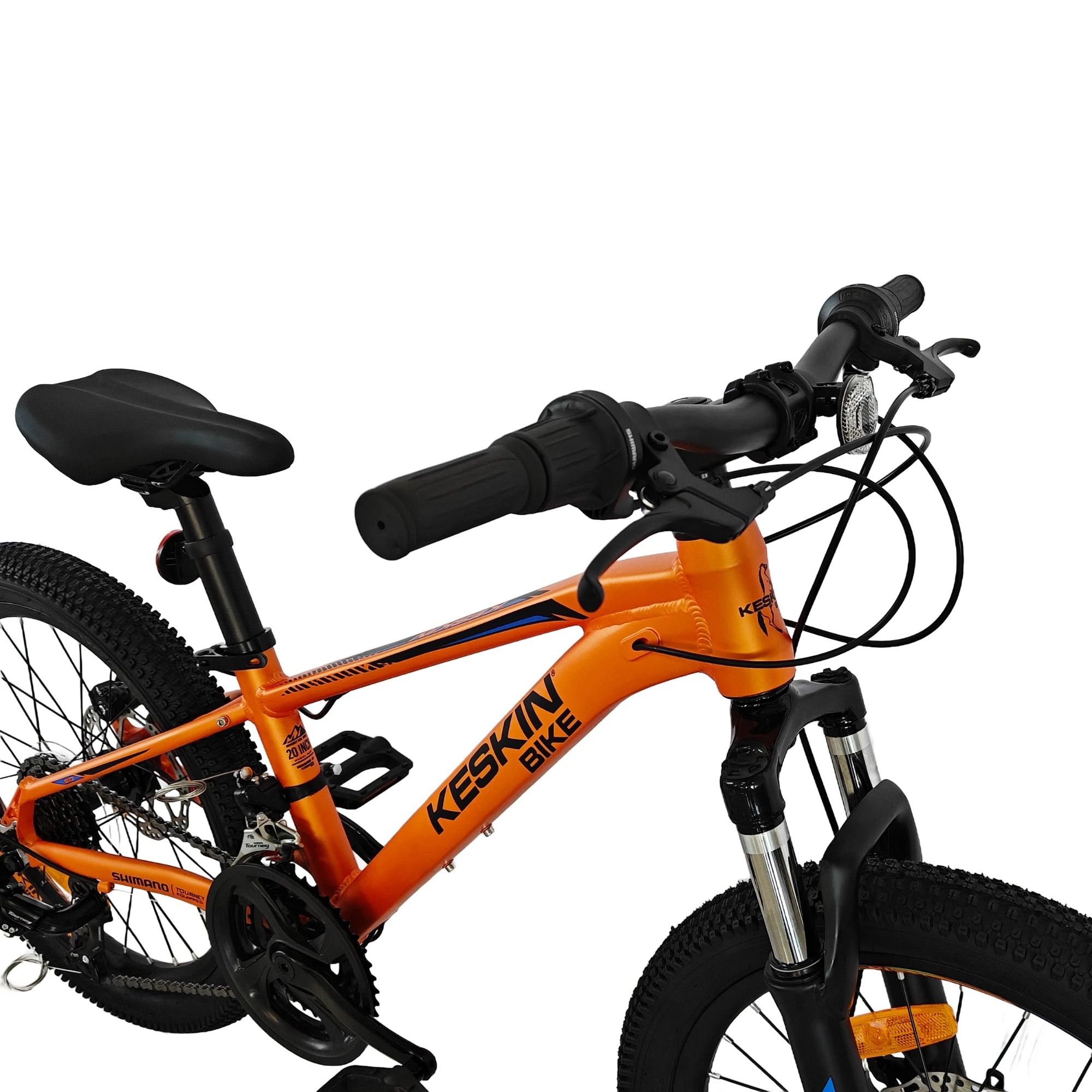 Keskin Bike Kinderfahrrad MTB1 20 Zoll in Orange in rechter Oberansicht – schnelle Expresslieferung innerhalb Deutschlands für ein stabiles und zuverlässiges Kinder-MTB