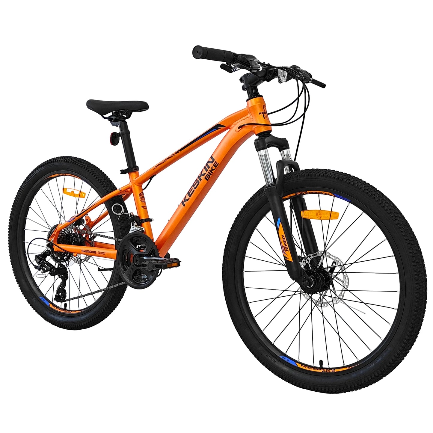 Keskin Bike Kinderfahrrad MTB1 24 Zoll in Orange in 45‑Grad‑Frontansicht – schnelle Expresslieferung innerhalb Deutschlands für ein stabiles und zuverlässiges Kinder-MTB