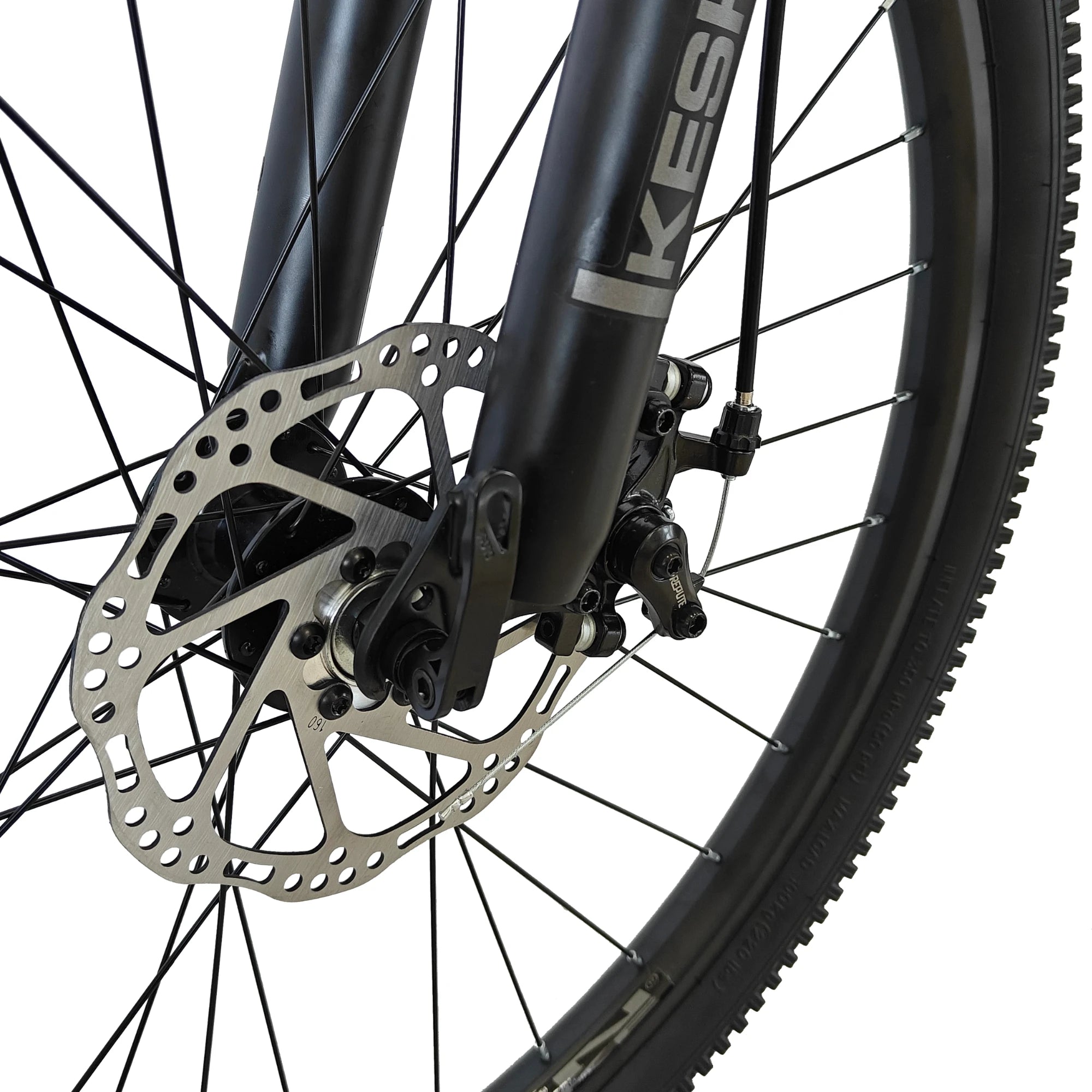 Keskin Bike Mountainbike MTB1 in Blau, Vorderansicht der Scheibenbremse – schnelle Expresslieferung innerhalb Deutschlands für ein robustes und zuverlässiges MTB
