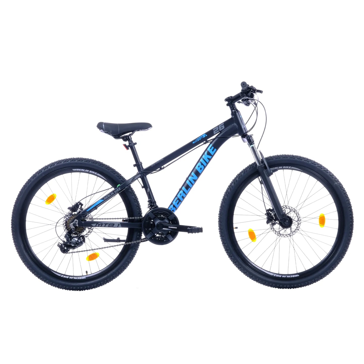 Berlin Bike MTB1 26 Zoll Mountainbike Schwarz Blau für Damen & Herren – Fahrradkauf24